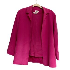 90s Power Pink 3-Piece Silk Pant Suit‎ Set Size 12 Silk Vintage Wedding Guest